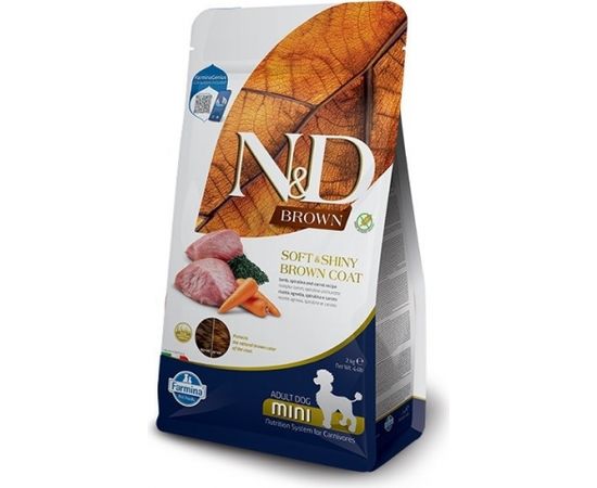 FARMINA N&D Brown Dog Lamb, Spirulina&Carrot Adult Mini - dry dog food - 2 kg