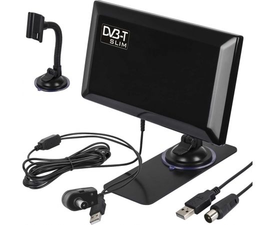Maclean Active indoor antenna DVB-T/T2 H.265 HEVC amplifier antenna Antenna with amplifier Suction cup Bracket USB 5V ТВ антенны