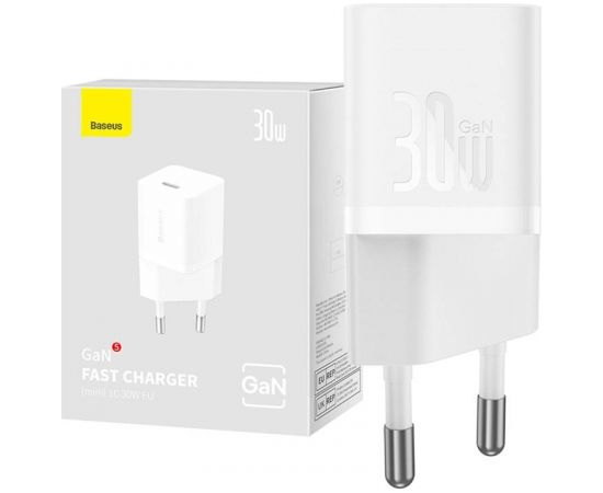 Mini wall charger Baseus GaN5 30W (white)