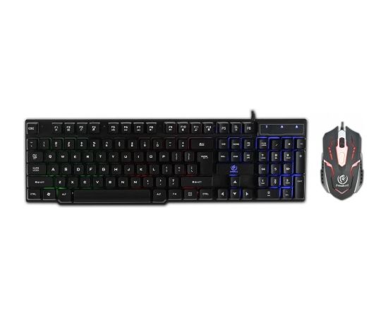 Rebeltec OPPRESSOR Gaming Kombo Komplekts Klaviatūra ar Apgaismojumu + Pele 2400DPI USB Melns (ENG)