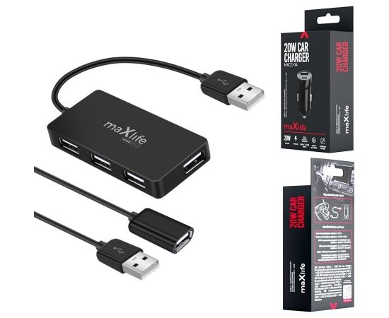 Maxlife Home Office USB 2.0  USB - 4x USB 0,15 m  + kabelis 1,5 m Hubs