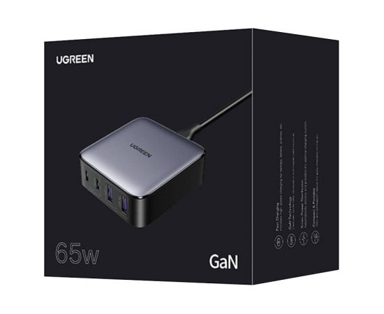 Nexode charger UGREEN CD327, 2x USB-C, 2x USB-A, GaN, 65W (grey)