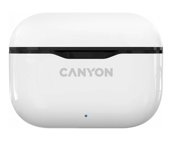 CANYON TWS-3, Bluetooth headset, with microphone, BT V5.0, Bluetrum AB5376A2, battery EarBud 40mAh*2+Charging Case 300mAh, cable length 0.3m, 62*22*46mm, 0.046kg, White