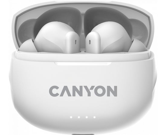 CANYON TWS-8, Bluetooth headset, with microphone, with ENC, BT V5.3 BT V5.3 JL 6976D4, Frequence Response:20Hz-20kHz, battery EarBud 40mAh*2+Charging Case 470mAh, type-C cable length 0.24m, Size: 59*48.8*25.5mm, 0.041kg, white