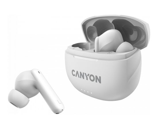 CANYON TWS-8, Bluetooth headset, with microphone, with ENC, BT V5.3 BT V5.3 JL 6976D4, Frequence Response:20Hz-20kHz, battery EarBud 40mAh*2+Charging Case 470mAh, type-C cable length 0.24m, Size: 59*48.8*25.5mm, 0.041kg, white