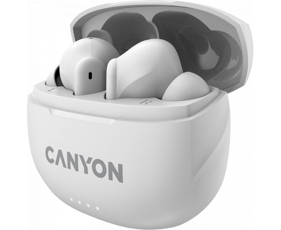 CANYON TWS-8, Bluetooth headset, with microphone, with ENC, BT V5.3 BT V5.3 JL 6976D4, Frequence Response:20Hz-20kHz, battery EarBud 40mAh*2+Charging Case 470mAh, type-C cable length 0.24m, Size: 59*48.8*25.5mm, 0.041kg, white