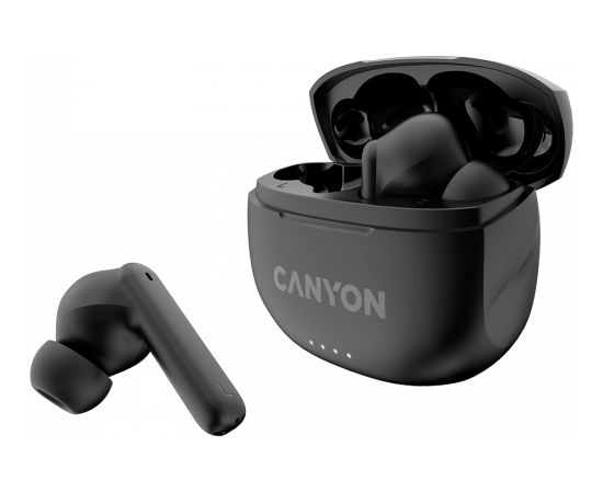 CANYON TWS-8, Bluetooth headset, with microphone, with ENC, BT V5.3 JL 6976D4, Frequence Response:20Hz-20kHz, battery EarBud 40mAh*2+Charging Case 470mAh, type-C cable length 0.24m, Size: 59*48.8*25.5mm, 0.041kg, Black