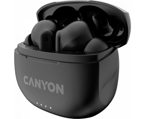 CANYON TWS-8, Bluetooth headset, with microphone, with ENC, BT V5.3 JL 6976D4, Frequence Response:20Hz-20kHz, battery EarBud 40mAh*2+Charging Case 470mAh, type-C cable length 0.24m, Size: 59*48.8*25.5mm, 0.041kg, Black