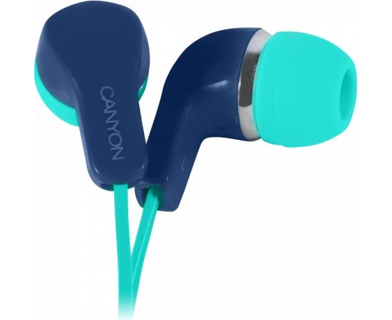 CANYON EPM-02, Stereo Earphones with inline microphone, Green+Blue, cable length 1.2m, 20*15*10mm, 0.013kg