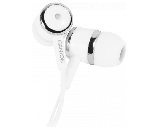 CANYON EPM-01, Stereo earphones with microphone, White, cable length 1.2m, 23*9*10.5mm,0.013kg