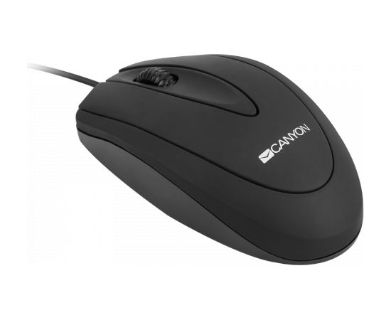 CANYON CM-1, wired optical Mouse with 3 buttons, DPI 1000, Black, cable length 1.8m, 100*51*29mm, 0.07kg