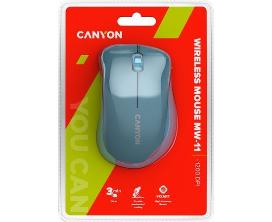 CANYON MW-11, 2.4 GHz  Wireless mouse ,with 3 buttons, DPI 1200, Battery:AAA*2pcs  ,Blue67*109*38mm 0.063kg