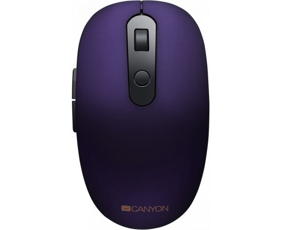 CANYON MW-9, 2 in 1 Wireless optical mouse with 6 buttons, DPI 800/1000/1200/1500, 2 mode(BT/ 2.4GHz), Battery AA*1pcs, Violet, silent switch for right/left keys, 65.4*112.25*32.3mm, 0.092kg