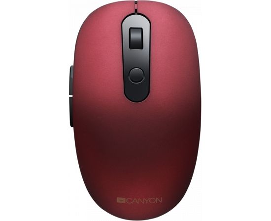 CANYON MW-9, 2 in 1 Wireless optical mouse with 6 buttons, DPI 800/1000/1200/1500, 2 mode(BT/ 2.4GHz), Battery AA*1pcs, Red, silent switch for right/left keys, 65.4*112.25*32.3mm, 0.092kg