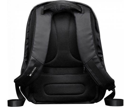 CANYON BP-G9, Anti-theft backpack for 15.6'' laptop, material 900D glued polyester and 600D polyester, black/dark gray, USB cable length0.6M, 400x210x480mm, 1kg,capacity 20L