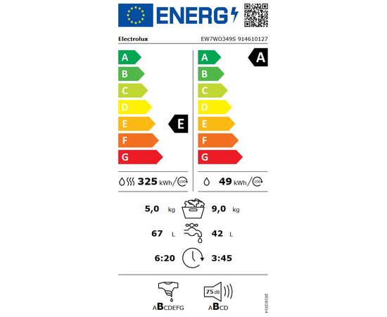 Electrolux EW7WO349S veļas mašīna ar žāvētāju DualCare 5/9kg 1400rpm