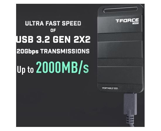 Team Group M200 Portable SSD 1 TB, External SSD (black, USB-C 3.2 Gen 2x2 (20 Gbit/s))