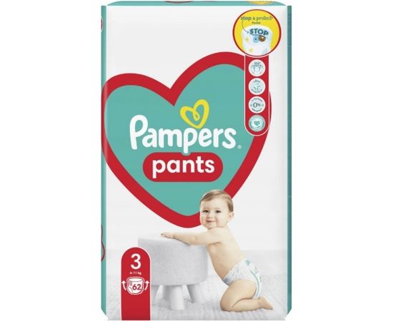 Pampers Pants 6-11kg, size 3-MIDI, 62pcs Autiņbiksītes