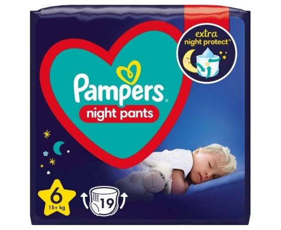 Pampers Night Pants diapers 15kg+, size 6-EXLARGE, 19pcs Autiņbiksītes