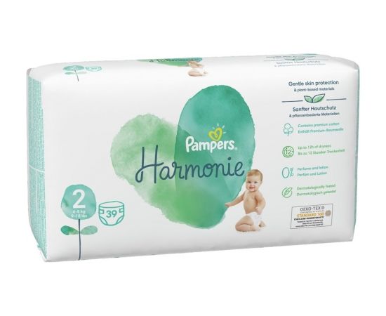 Pampers Harmonie Diapers 4-8kg, size 2-MINI, 39pcs