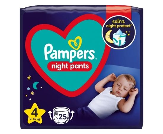 Pampers Night Pants diapers 9-15kg, size 4-MAXI, 25pcs