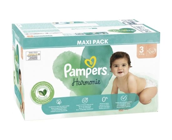 Pampers Harmonie Baby Diapers 6-10kg, size 3-MIDI, 87pcs