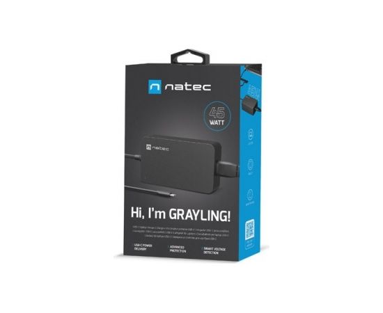 NATEC LAPTOP CHARGER GRAYLING USB-C 45W