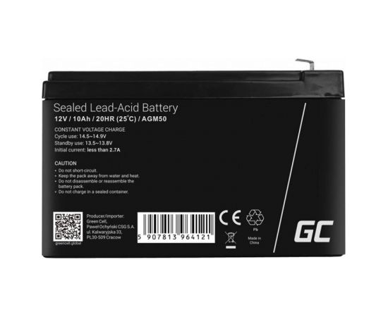 Rechargeable Battery AGM VRLA Green Cell AGM50 12V 10Ah (for UPS, toy car, lawn mower)