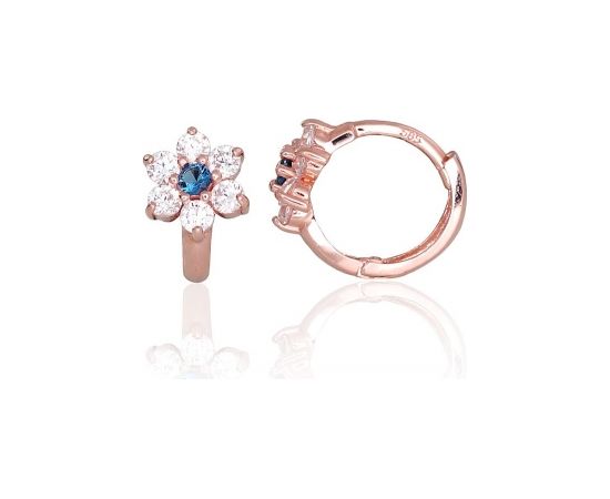 Zelta auskari ar apaļu aizdāri #1200652(Au-R)_CZ+CZ-B, Sarkanais Zelts 585°, Cirkoni, 1.2 gr.  Ar apaļu aizdāri