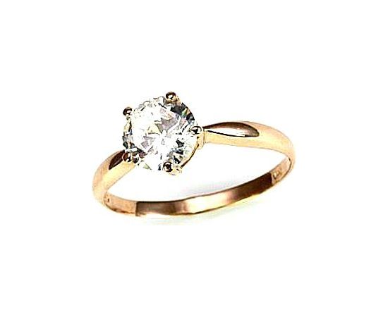 Золотое кольцо #1100010(Au-R)_CZ, Красное Золото 585°, Цирконы, Размер: 17.5, 1.6 гр.