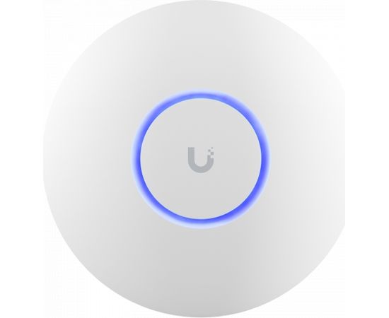 Ubiquiti U6+ access point. WiFi 6 model with throughput rate of 573.5 Mbps at 2.4 GHz and 2402 Mbps at 5 GHz. No POE injector included. UI recommends U-POE-AF or POE switch