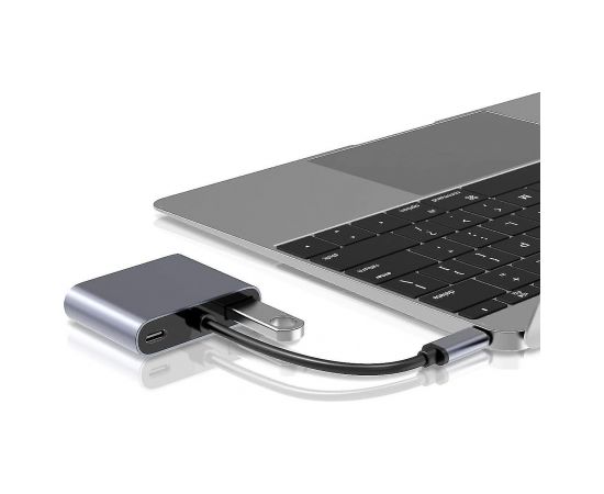 RoGer USB-C Мультимедиа адаптер HDMI 4K@30Hz / VGA 1080p / USB 3.0 / USB-C PD / Серый