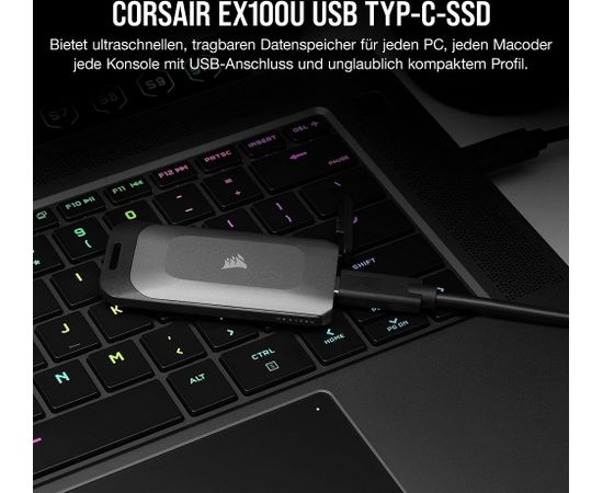 Corsair EX100U 4 TB, External SSD (black, USB-C 3.2 Gen 2x2 (20 Gbit/s))