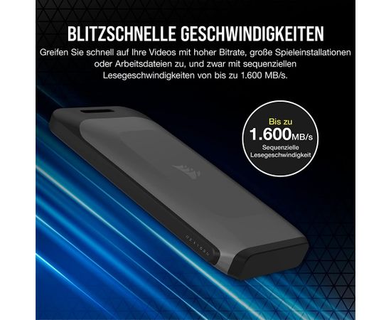 Corsair EX100U 1 TB, External SSD (black, USB-C 3.2 Gen 2x2 (20 Gbit/s)) Внешние жесткие диски