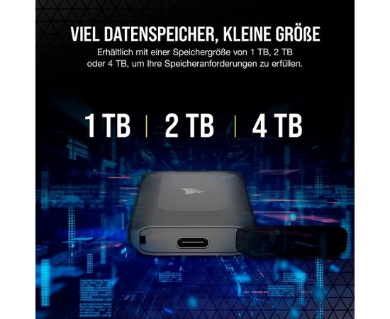 Corsair EX100U 1 TB, External SSD (black, USB-C 3.2 Gen 2x2 (20 Gbit/s)) Внешние жесткие диски