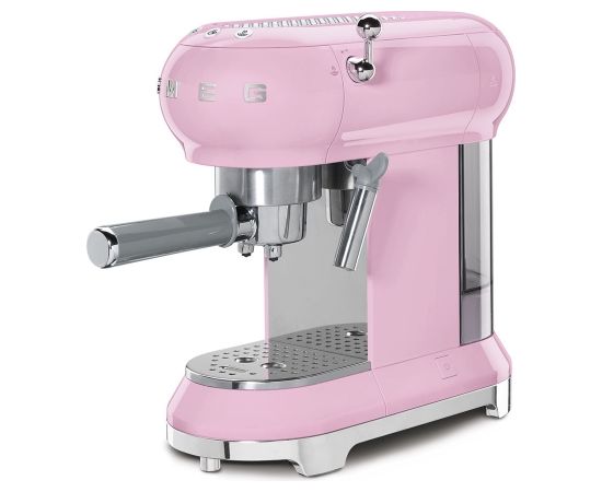 Smeg ECF01PKEU Pink 50's Style Aesthetic Espresso Manual Coffee Machine