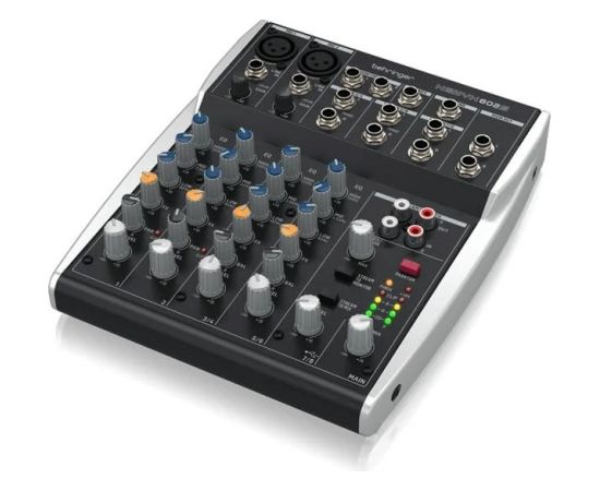 Behringer 802S - 8-kanałowy kompaktowy mikser analogowy z interfejsem USB zaprojektowany specjalnie do obsługi podcastów, streamowania oraz nagrywania w domu