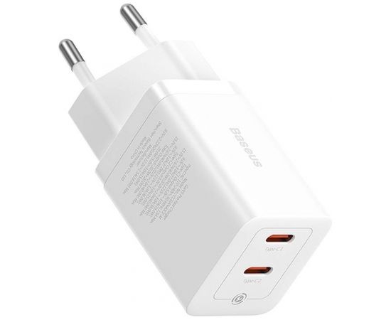 Wall Charger Baseus GaN5 40W, 2x USB C (White)