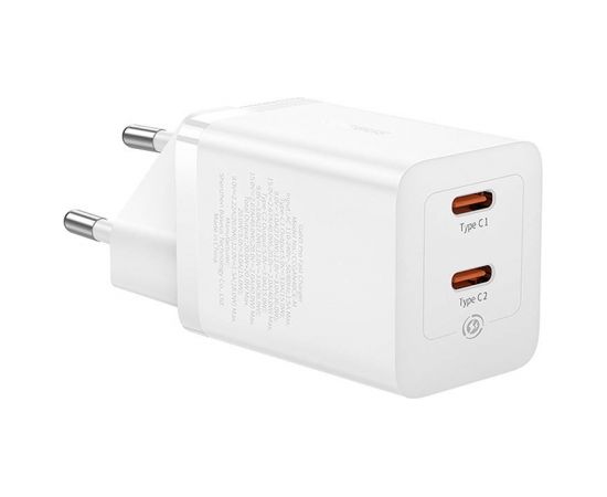 Wall Charger Baseus GaN5 40W, 2x USB C (White)