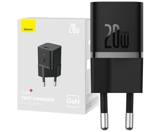 Mini wall charger Baseus GaN5 20W (black)