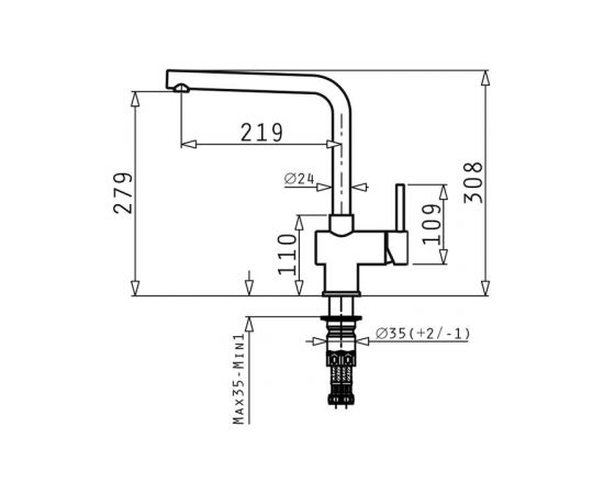 Kitchen tap Pyramis Mandolin black