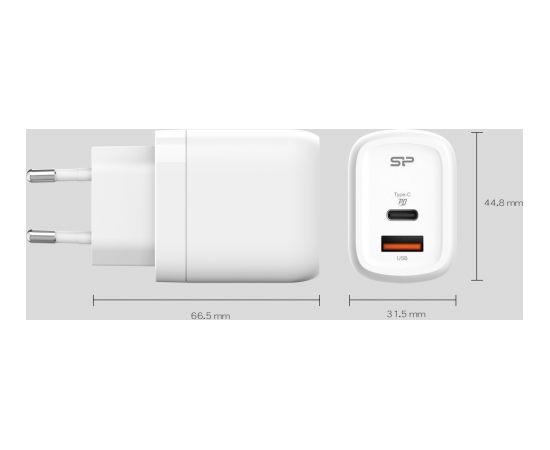 Silicon Power charger USB-C/USB QM25 30W, white