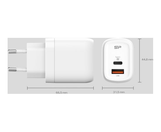 Silicon Power charger USB-C/USB QM25 30W, white