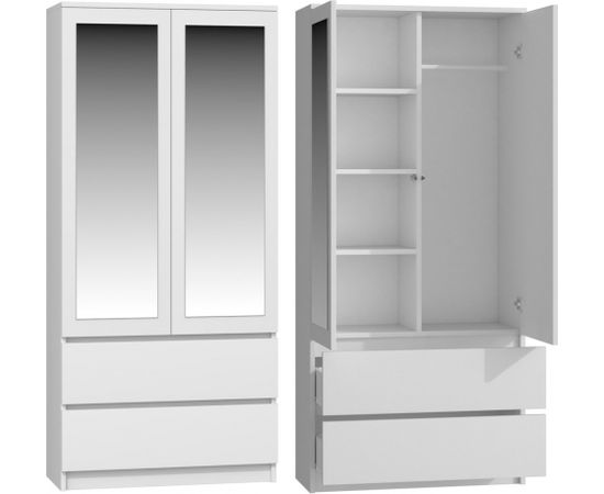 Top E Shop Topeshop SS-90 BIEL LUSTRO bedroom wardrobe/closet 5 shelves 2 door(s) White