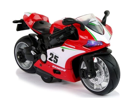 Rotaļlietu sporta motocikls, 1:12, sarkans