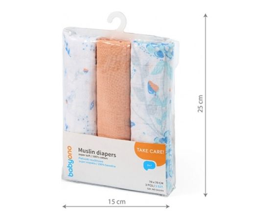 Muslīna autiņu komplekts SUPER SOFT (3 gab.) BabyOno 348/09 Bērnu gultasveļa