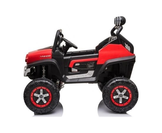 Lean Cars Vienvietīgs bērnu elektromobilis Mercedes Unimog S, sarkans lakota