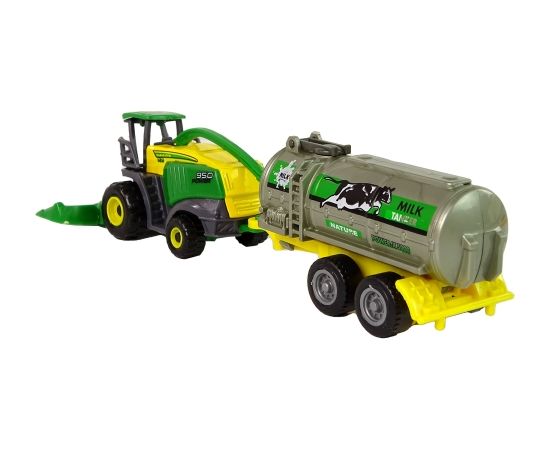 Traktors ar piekabi, zaļš/geltens