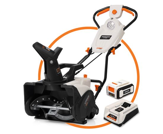DAEWOO DAST 5040Li + lādētājs, 4.0 Ah akumulators, akumulatora sniega pūtējs