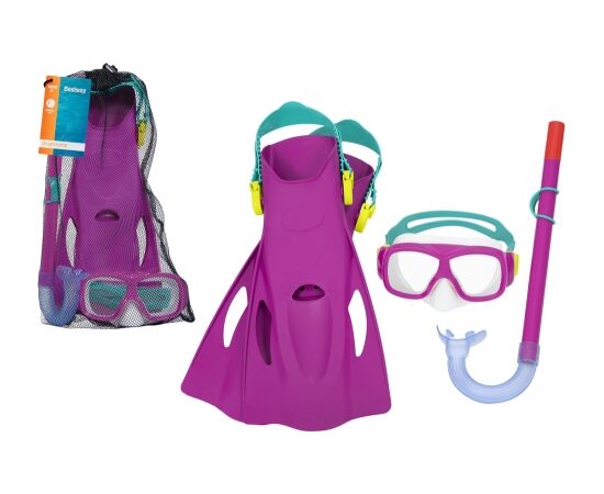 Diving Set Mask, Snorkel, Fins Pink Bestway 25019